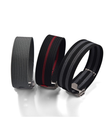 KronoKeeper ribbed nato strap with deployant buckle - Black/Red