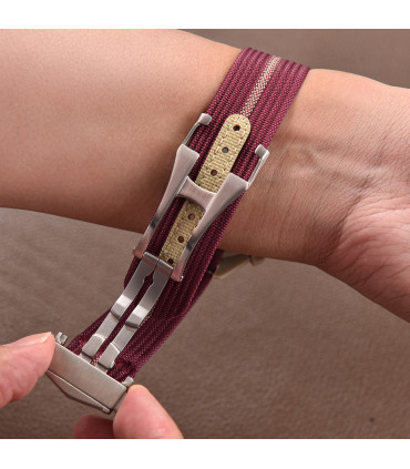 KronoKeeper ribbed nato strap with deployant buckle - Black/Red