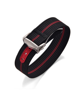 KronoKeeper ribbed nato strap with deployant buckle - Black/Red