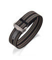 KronoKeeper ribbed nato strap with deployant buckle - Black/Khaki/Grey