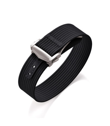 KronoKeeper ribbed nato strap with deployant buckle - Black