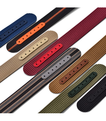 KronoKeeper ribbed nato strap with deployant buckle - Black