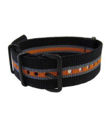 NATO strap Black/Grey/Orange PVD