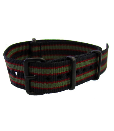 NATO strap Black/Red/Olive "Bond" PVD
