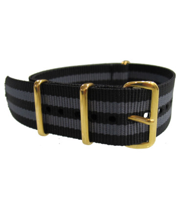 NATO watch strap Black/Grey Gold