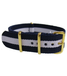 NATO strap Blue/White Gold