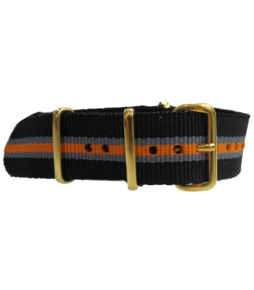 NATO strap Black/Grey/Orange Gold