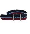 NATO watch strap Dark Blue/Light Blue/Maroon