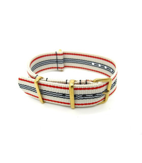 NATO strap White/Blue/Red﻿ Gold