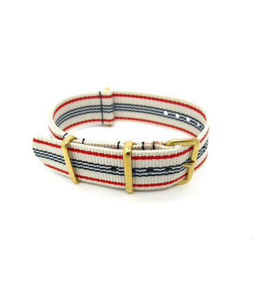 NATO strap White/Blue/Red﻿ Gold