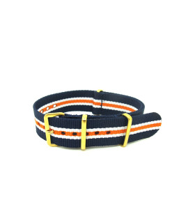 NATO strap Blue/White/Orange Gold