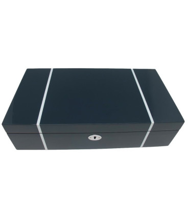 Coffret en chêne laqué bleu KronoKeeper pour 6 montres