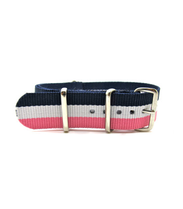 NATO strap Navy/White/Pink