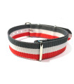 NATO watch strap Grey/White/Red