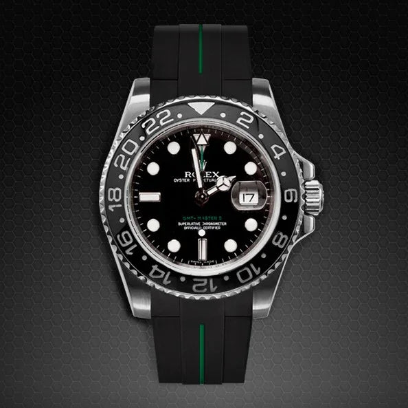 RubberB M103CD Black/Green Strap - detail