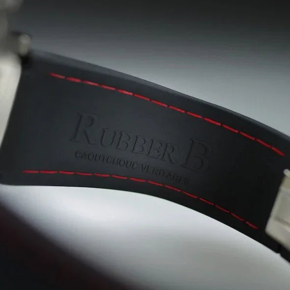RubberB M101 Black with red stitching Strap - detail