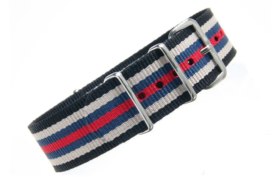 NATO watch strap Black/White/Red/Blue - NATO nylon watch strap