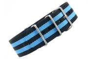 NATO watch strap Black/Blue - NATO nylon watch strap
