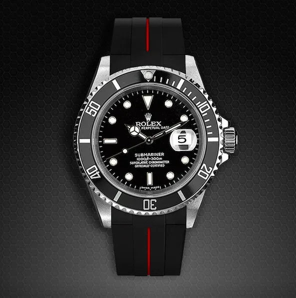 RubberB M106 Black/ Red with buckle Strap - detail