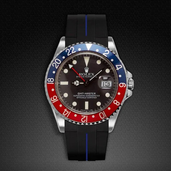 RubberB M106 Black/Blue with buckle Strap - detail