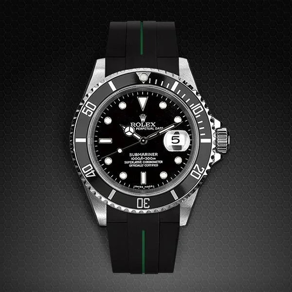 RubberB M106 Black/Green with buckle Strap - detail