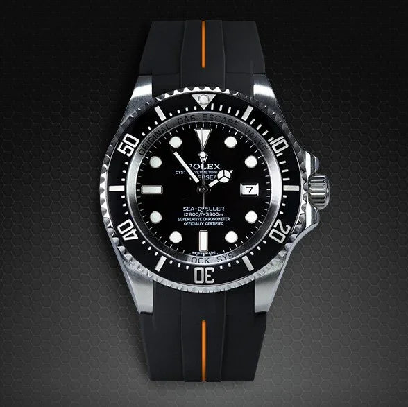 RubberB M107 Black/Orange with buckle Strap - detail