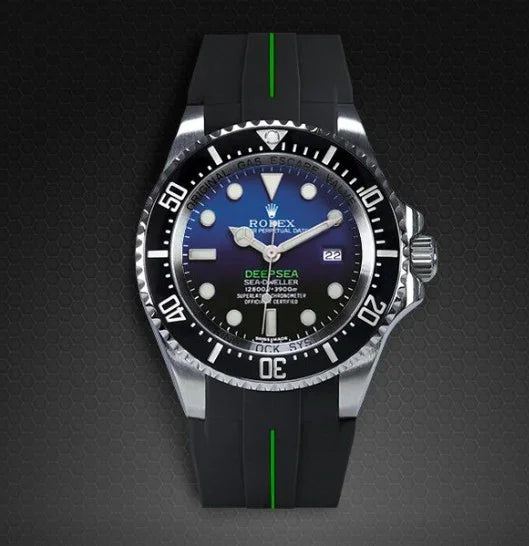 RubberB M107 Black /Green with buckle Strap - detail