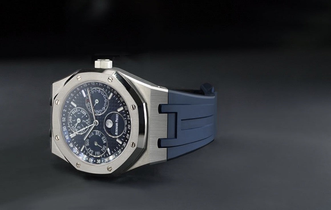 Rubber B Strap for Audemars Piguet Royal Oak 41mm on Bracelet - APV41 Velcro Series Navy Blue