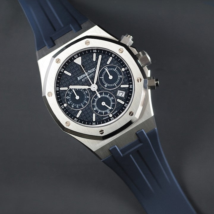 Rubber B Strap for Audemars Piguet Royal Oak 41mm on Bracelet - APV41 Velcro Series Navy Blue