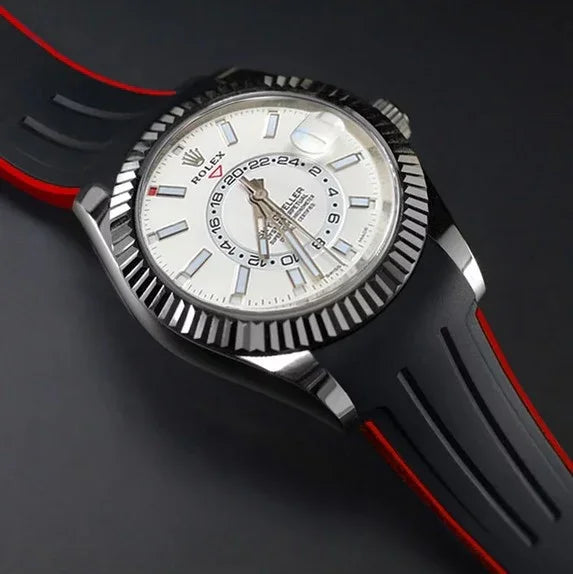 Rubber B Strap M111 Black/Red for Sky-Dweller on Oyster Strap - detail