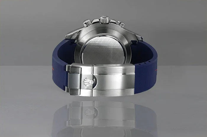 RubberB M109 Navy/White for Rolex Yachtmaster II 44mm Strap - detail