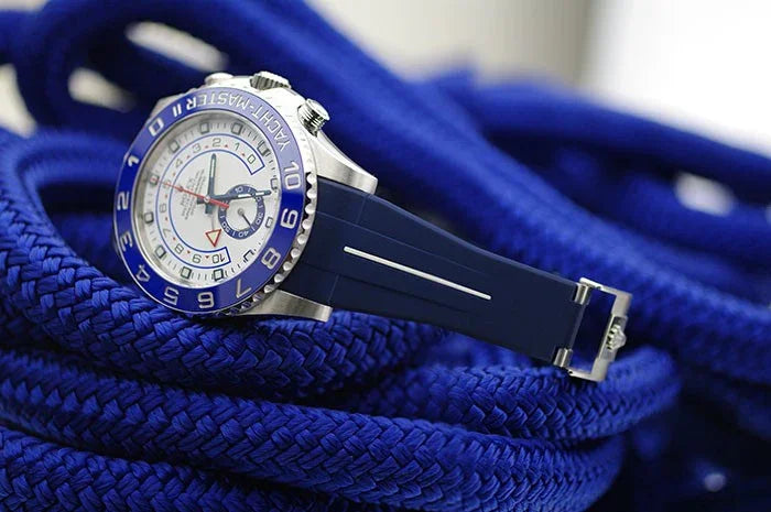 RubberB M109 Navy/White for Rolex Yachtmaster II 44mm Strap - view 3