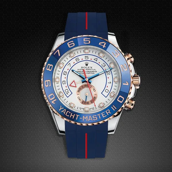 RubberB M109 Navy/Red for Rolex Yachtmaster II 44mm Strap - view 3