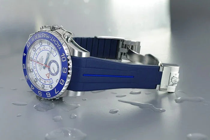 RubberB M109 Navy/ Blue for Rolex Yachtmaster II 44mm Strap - detail