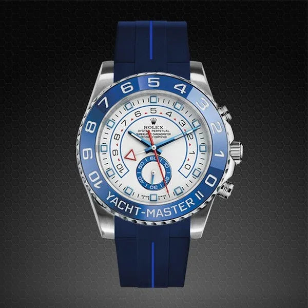 RubberB M109 Navy/ Blue for Rolex Yachtmaster II 44mm Strap - view 4