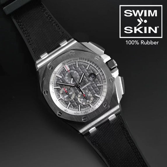 Rubber B strap APC44 Alligator SwimSkin  Black 