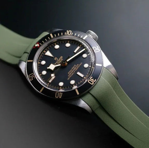 RubberB T801 Military Green with buckle for Tudor Black Bay 58 Strap - detail