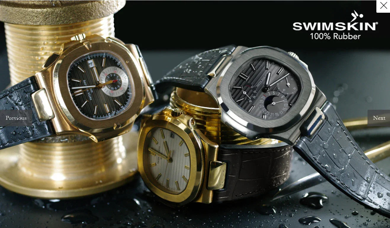 RubberB Alligator SwimSkin for Patek Philippe Nautilus - Grey PK79 Strap - view 5