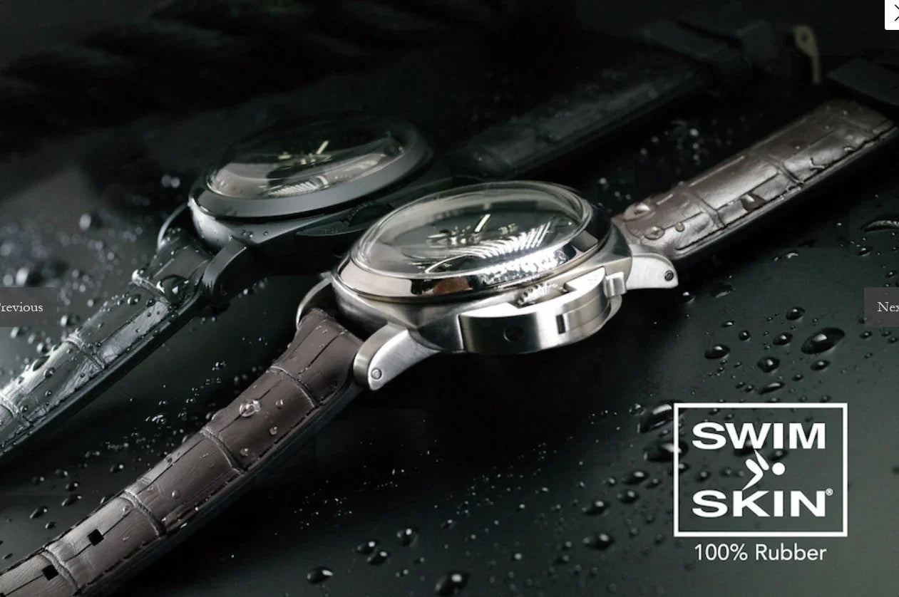 RubberB Alligator SwimSkin PS24 Espresso Brown Strap - detail