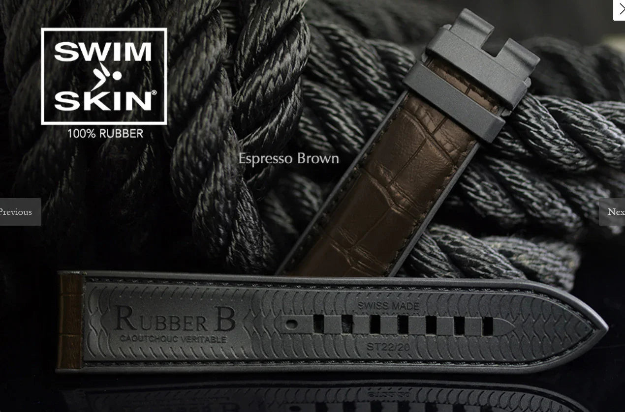RubberB Alligator SwimSkin PS24 Espresso Brown Strap - view 4
