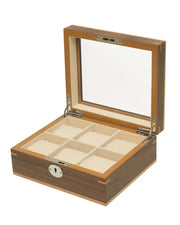 Clipperton 6 watch box in brown wood with glass lid - watch box