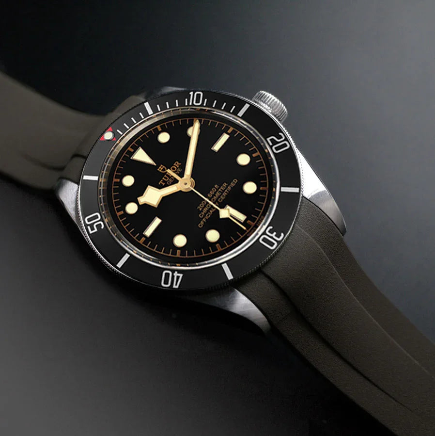 RubberB T800 for Tudor Espresso Brown/ Satin Espresso Brown Strap - detail