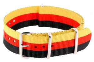 NATO watch strap Black/Red/Yellow - NATO nylon watch strap