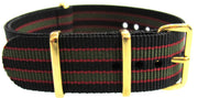 NATO strap Black/Red/Khaki Gold - NATO nylon watch strap