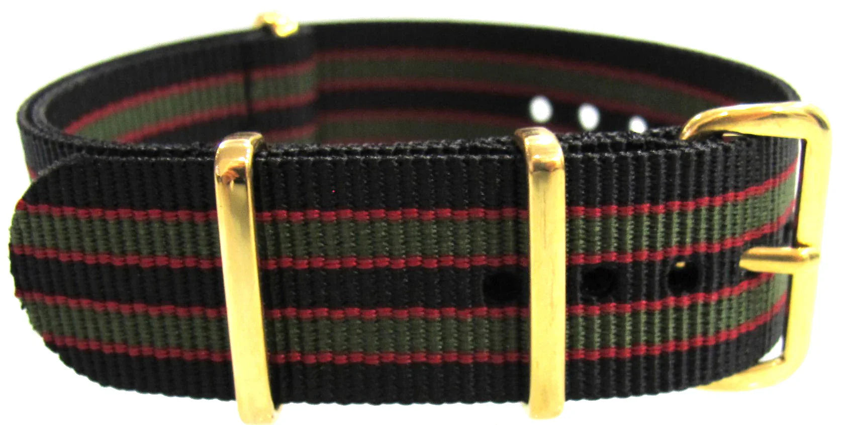 NATO strap Black/Red/Khaki Gold - NATO nylon watch strap