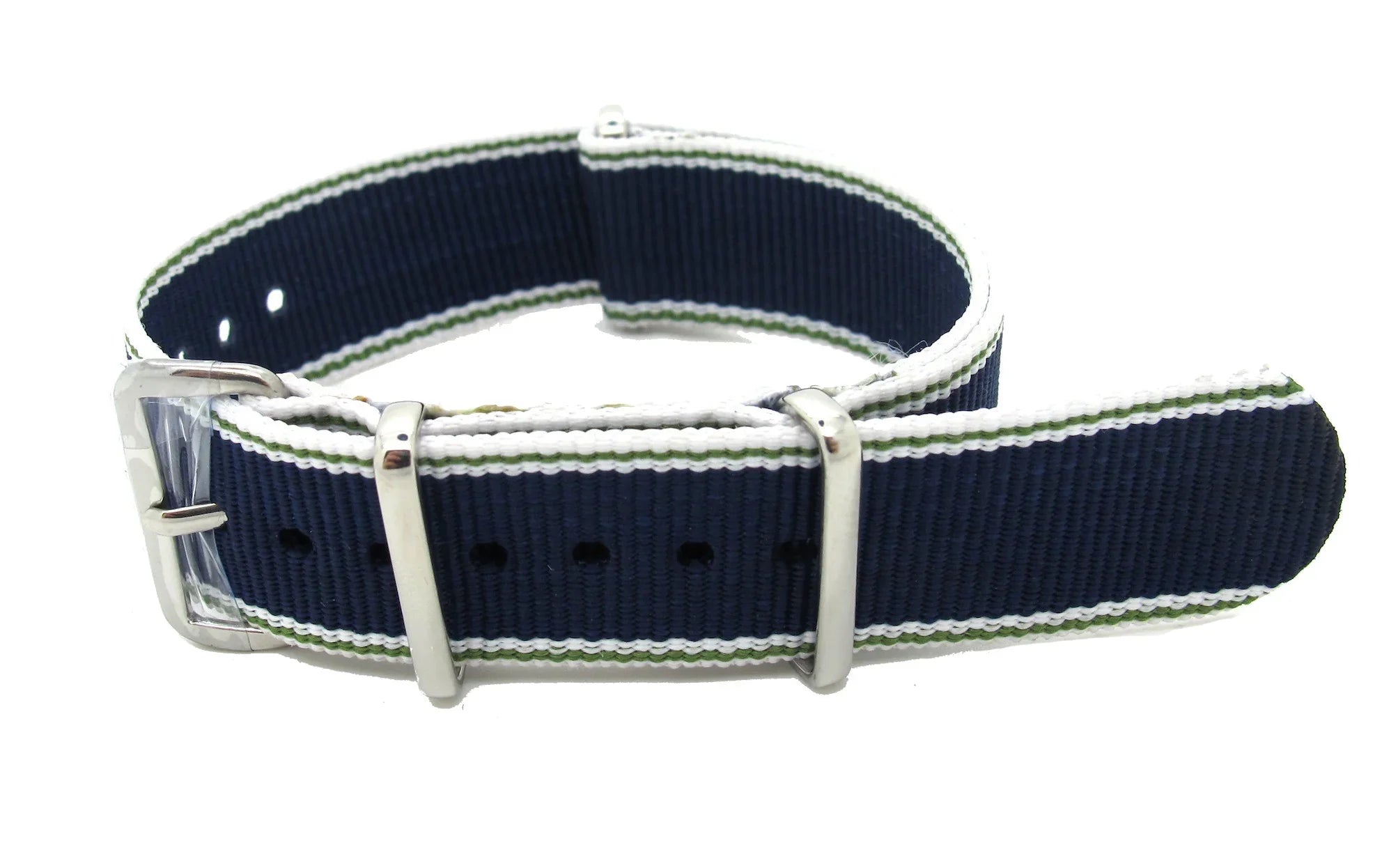 NATO watch trap White/Green/Blue - NATO nylon watch strap