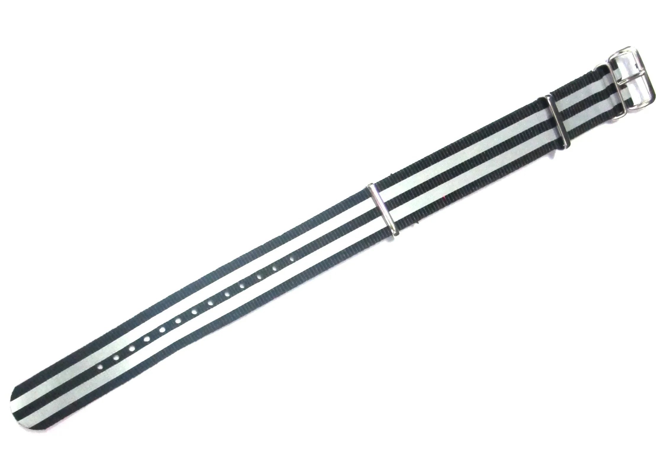 NATO watch strap Black/Grey Reflective - NATO nylon watch strap