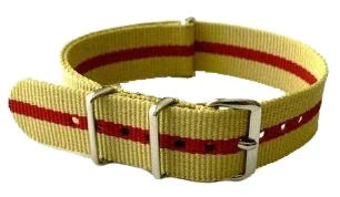NATO watch strap Sand/Red - NATO nylon watch strap