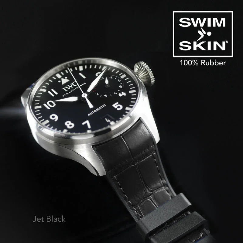 RubberB Alligator SwimSkin for IWC Big pilot - Black SK22 Strap - detail