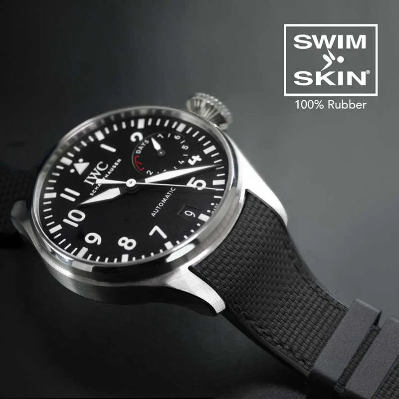 RubberB Ballistic SwimSkin for IWC Big Pilot - Black SK22 Strap - detail